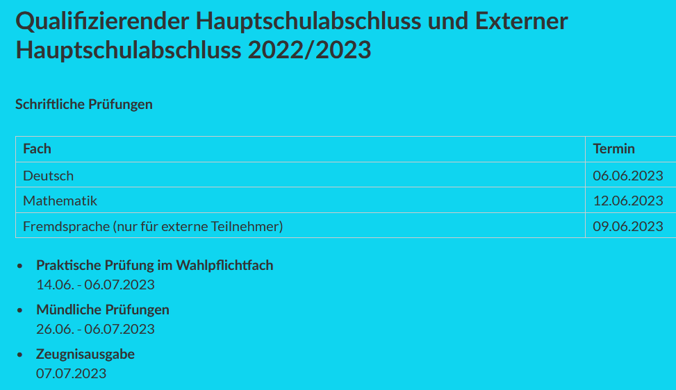 Qualifizierender Hauptschulabschluss – Gemeinschaftsschule „Steigerblick“
